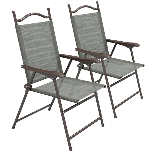 Outsunny Set of Two Folding Garden Chairs, with Fabric Mesh Seats