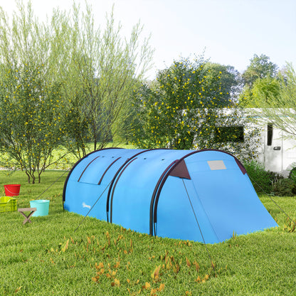 Outsunny Four Man Duo Room Tunnel Tent, with Accessories