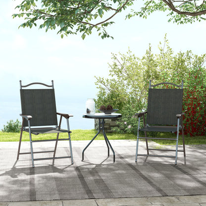 Outsunny Set of Two Folding Garden Chairs, with Fabric Mesh Seats