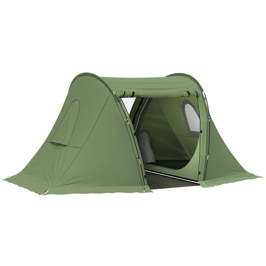 Outsunny 3 Man Camping Tent with Living Area and 2 Bedrooms, 3000mm Waterproof Family Tent with Sewn-in Groundsheet, Portable with Bag for Hiking, Festival, Backpacking