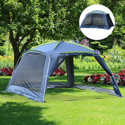 Outsunny 5-8 Persons Pop Up Tent Camping Gazebo Garden Tent-Dark Blue/Green