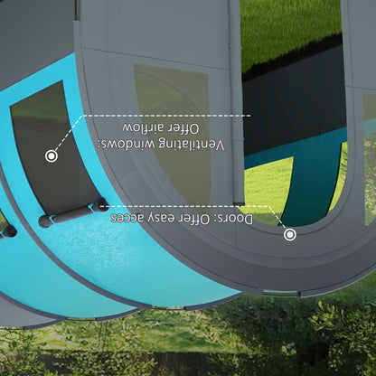 Outsunny Six Man Duo Room Tunnel Tent, with Accessories