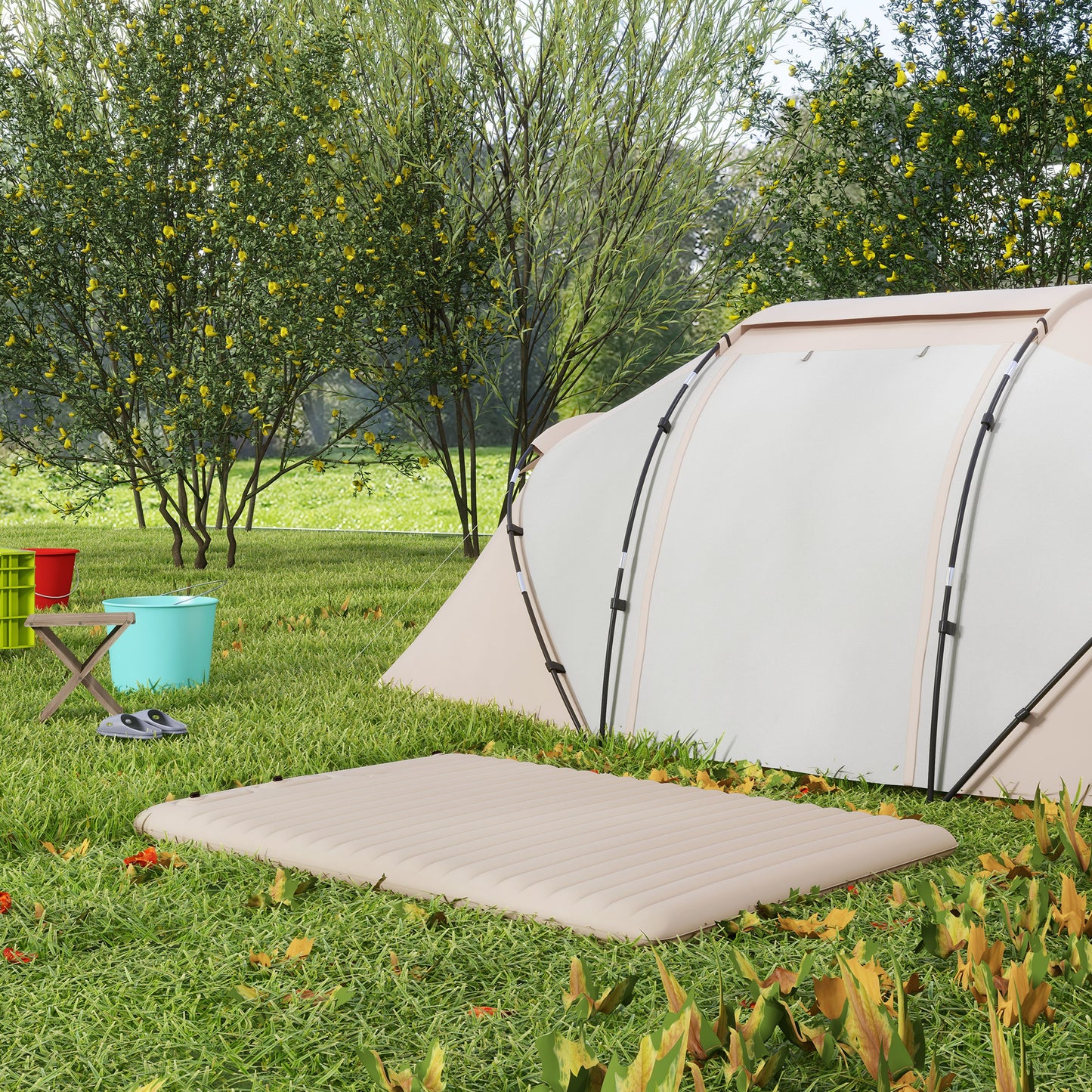 Outsunny Double Inflatable Mattress, with Built-In Pump