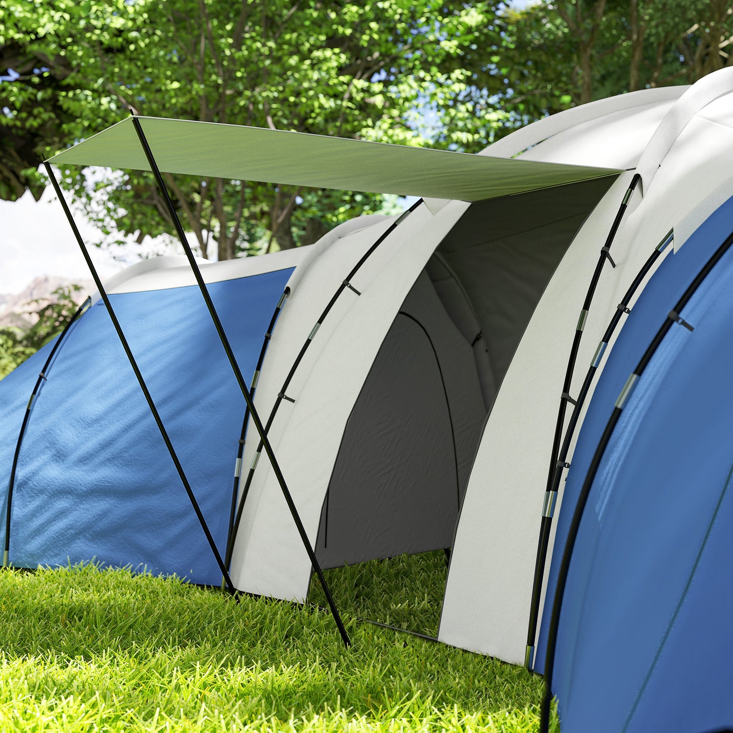 Outsunny 6-9 Man Tent with Bedrooms and Living Room, Accessories Included