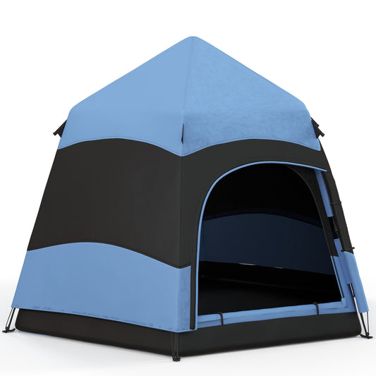 Outsunny Six Man Hexagon Camping Tent with Hang Hook and Carry Bag