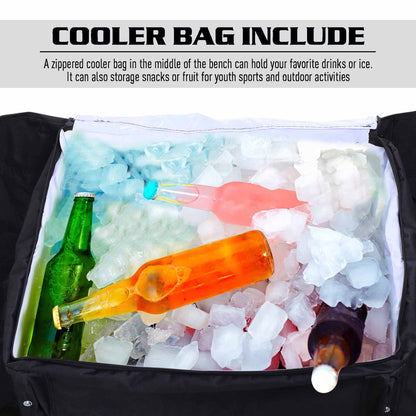 Outsunny 6 Seat Folding Sports Bench Portable Sports Team Bench Spectator Chair with Cooler Bag and Carrying Bag for Outdoor Picnic Camping