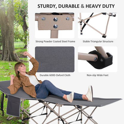 Outsunny Single Steel Frame Portable Camping Cot, with Carry Bag