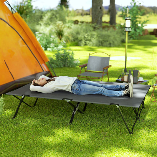 Outsunny Double Camping Cot Bed, with Bag