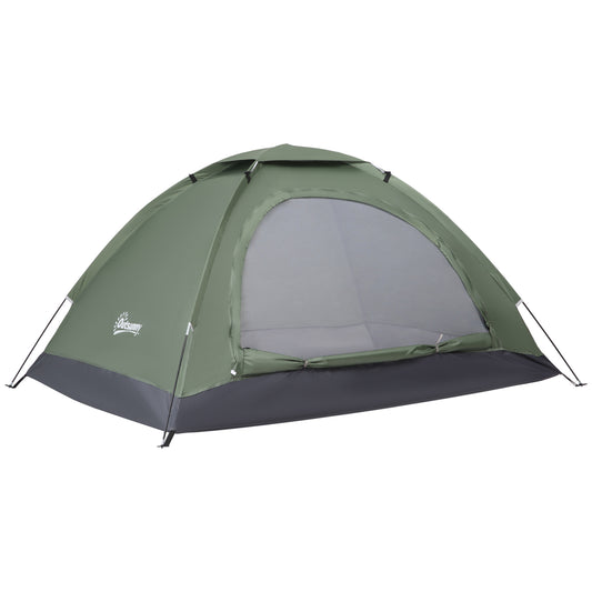 Outsunny 2 Person Camping Tent, Camouflage Tent with Zipped Doors, Storage Pocket, Portable Handy Bag