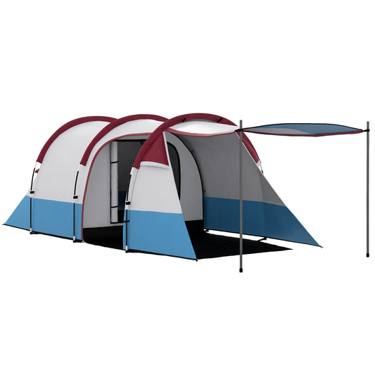 Outsunny Camping Tent, Large Tunnel Tent with Bedroom and Living Area, 2000mm Waterproof, Portable with Bag for 2-3 Man