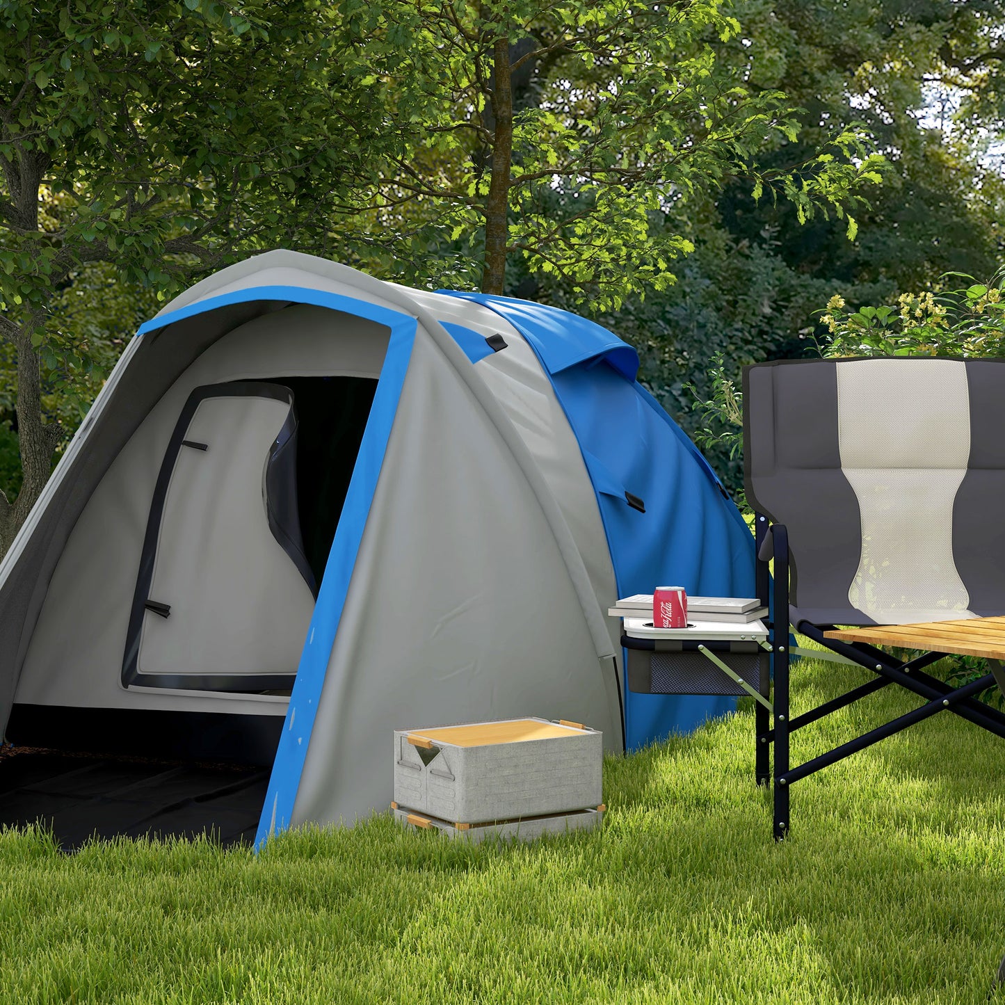 Outsunny Two-Man Dome Tent, with Front Porch and Accessories