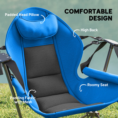 Outsunny Hammock Camping Chair Set of 2, Adjustable Back Swinging Camping Chair Portable Swinging Chair with Cup Holder, Headrest, Padded Seat and Carry Bag for Travel Fishing Hiking