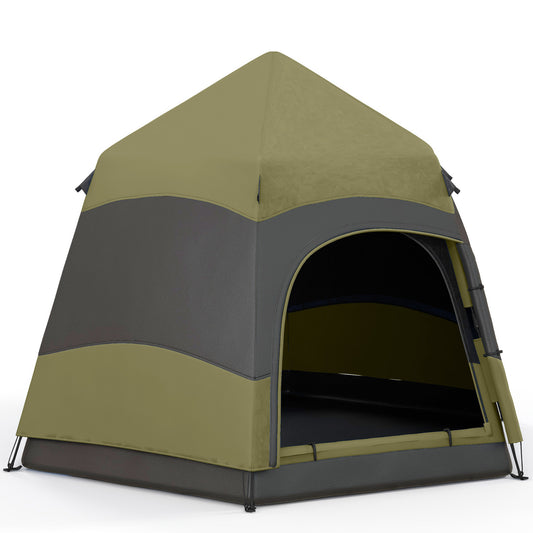 Outsunny Six Man Hexagon Camping Tent with Hang Hook and Carry Bag