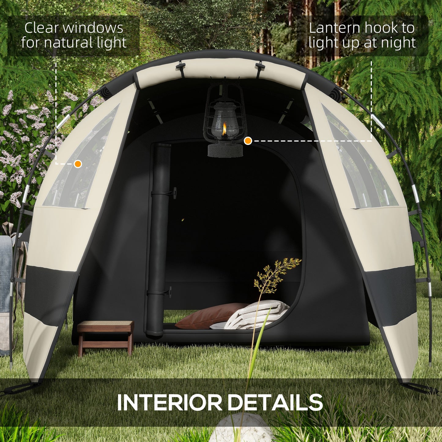Outsunny Four Man, Two Room Blackout Tent, with Accessories