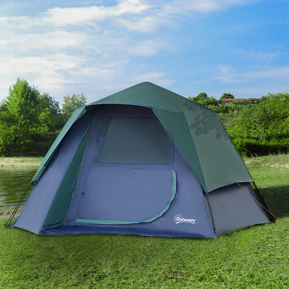 Outsunny Fibreglass Frame 3/4 Person Lightweight Camping Tent Green