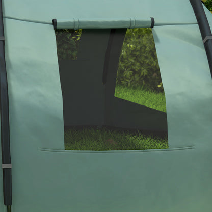 Outsunny Two Room Tunnel Tent Camping Tent for  3-4 Man with Windows, Covers, Carry Bag, for Fishing, Hiking, Sports