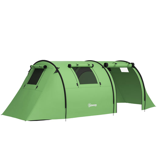Outsunny Four Man Duo Room Tunnel Tent, with Accessories