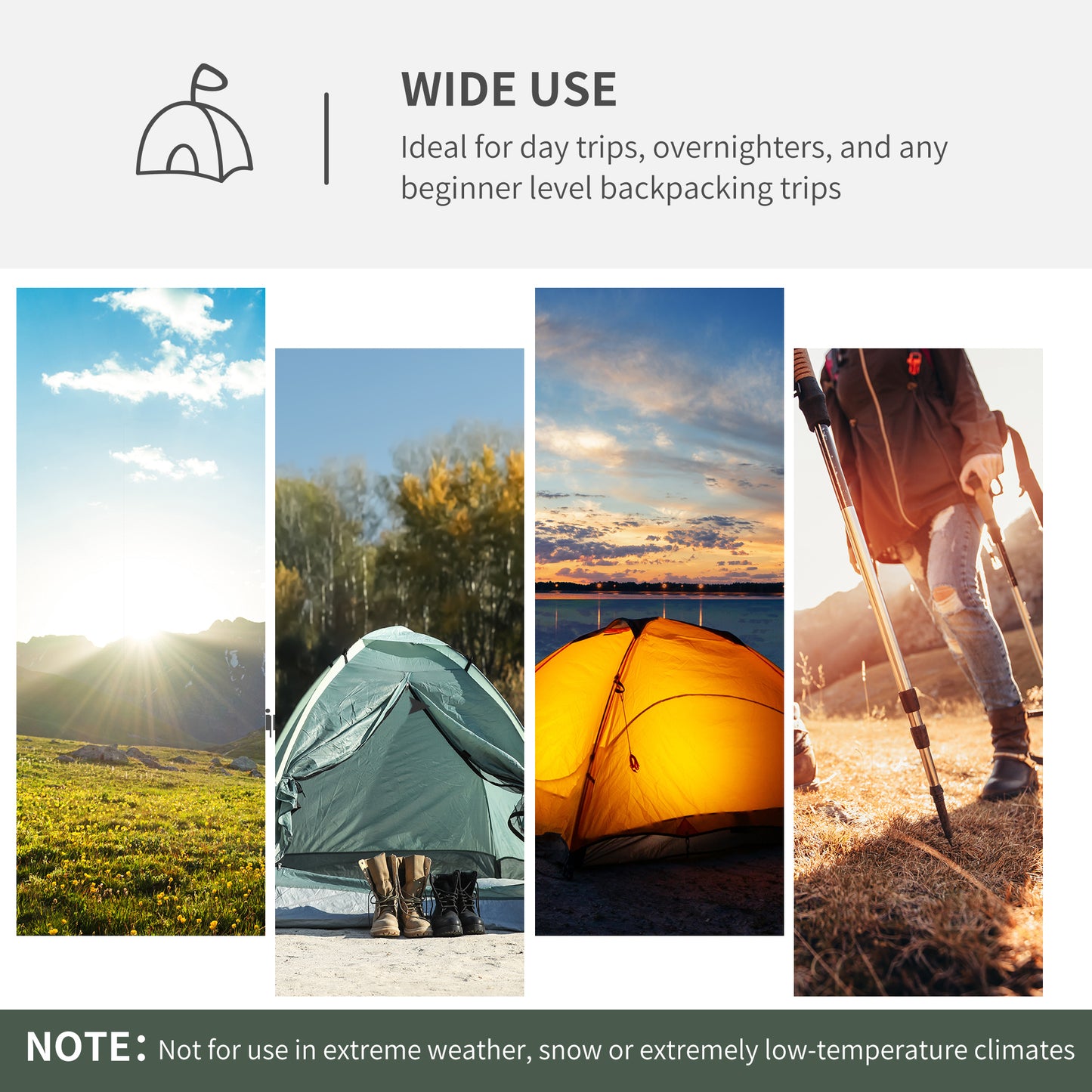 Outsunny Two-Man Dome Tent, with Front Vestibule