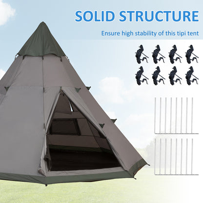 Outsunny 6 Men Tipi Tent with Carry Bag