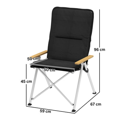 Outsunny Portable Camping Chair for Adults, High Back Folding Chair with Padded Seat and Carry Bag, Outdoor Recliner for Hiking, Fishing, Beach and Picnic