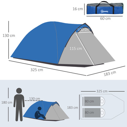 Outsunny Two-Man Dome Tent, with Front Vestibule
