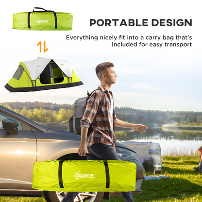 Outsunny Camping Tent for 6-8 Man with 2000mm Waterproof Rainfly and Carry Bag for Fishing Hiking Festival